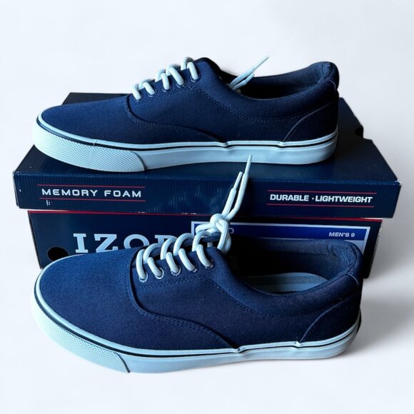 Izod Rangley Men's Lace Up Casual Canvas shoe Memory Foam Navy size 9 - Picture 5 of 9